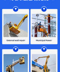 Heavy Duty Telescopic Boom Lift Electric Hydraulic Aerial Work Platform Compact Machine used for external wall repair and municipal power.