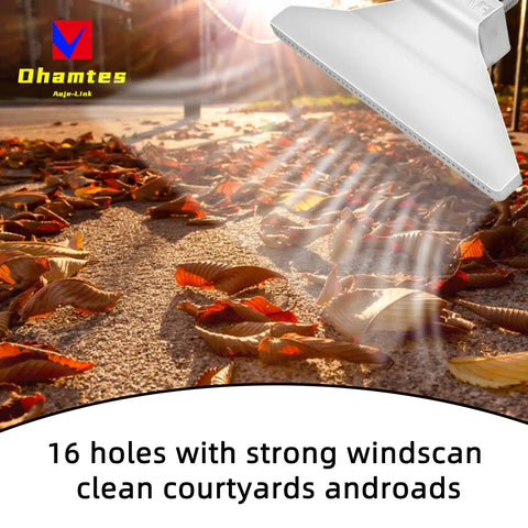 Stainless Steel Flat Air Nozzle With 48 Holes And G1/4 Male Thread For Pro Grade High Flow Compressed Air Equipment Dust Removal Cooling Drying And Surface Treatment in action on leaves outdoors
