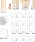Silicone Chair Leg Floor Protectors with Felt Pads Clear 16 Pack Easy Install Furniture Covers for Hardwood or Tile Floors