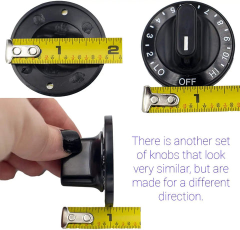 4 Pack Range Cooktop Burner Control Knobs Replacement For Model Specific Fits 703272 703662 704844 704651 shown with measurements