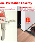 Portable Door Lock And Alarm With Dual Protection For Hotels Travel And Home On The Go, Pocket Door Stopper And Self Defense Tool, Keeps Doors From Being Opened From Outside, Red And Black.