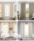 Heavy Duty Black Curtain Rods For Windows 28 To 48 Inches Five Eighths Inch Diameter Adjustable Stainless Steel Drapery Rod With Brackets For Light To Heavy Curtains in various room settings.