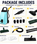 Pro 3000W Heavy Duty Steam Cleaner With 3.5L Tank For Intense Heat And Pressure Cleaning Adjustable Flow Control For Floors Tiles And Surfaces Blue includes 9 accessories.