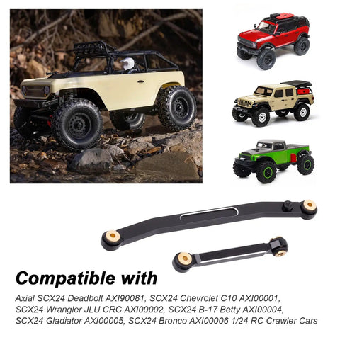 Beefed Up Aluminum Steering Linkage Set For Axial SCX24 Upgrades High Tightening Steering Rods CNC Machined Precision Compatible With Deadbolt C10 Wrangler JLU CRC B 17 Betty Gladiator Bronco Scale 1 24 RC Crawler, black 1/24 RC crawler linkage set