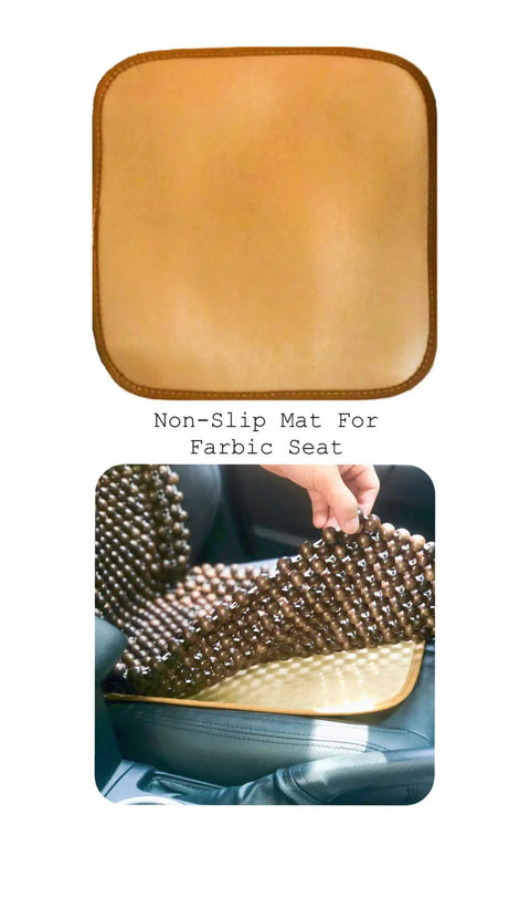 Natural Wood Beaded Seat Cover With Massaging Cooling Ventilated Cushion For Car And Truck with non-slip mat detail