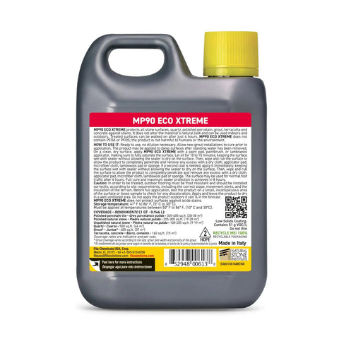 Back view of MP90 ECO Xtreme Natural Look Stone Sealer And Stain Protector For All Natural Stone And Polished Porcelain Tile Grout
