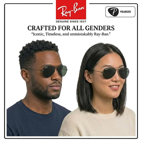 RB3025 Pilot Shape Polarized Sunglasses for Men and Women with modern edge black frame worn by diverse models