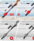 36W Electric Gravel Cleaner for Aquariums demonstrating suction and lift functions with telescopic pole in sand.
