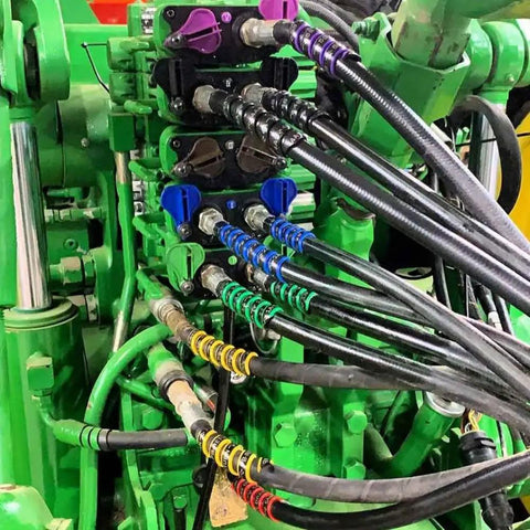 Hydraulic Hose Markers 4 Pair For Farming Equipment Remotes 1 To 4, 18mm Hoses Fit One Quarter To One And One Half Inches, Tagging Wraps