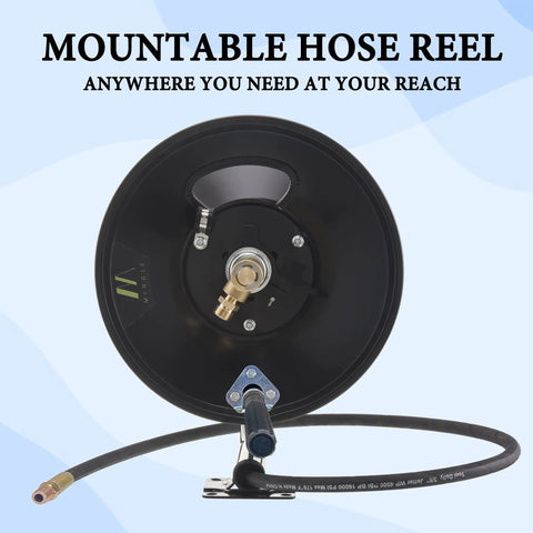 Heavy Duty Steel Pressure Washer Hose Reel With Manual Crank Built To Last Holds Up To 150 Feet Of Three Eighths Inch Whip