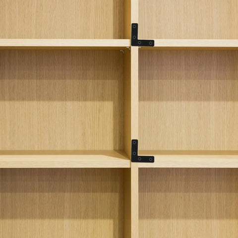Stainless Steel L Shaped Corner Braces 20 Pack For Picture Frames And Desk Supports Black 5x5 cm on wooden shelf