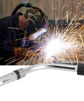 Go To MIG Welding Torch Neck Swan Goose Neck Connector Tube 9mm Stainless Brass Nozzle with welding sparks in background