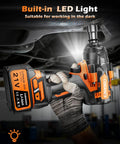 Half Inch Cordless Impact Wrench 1300 Nm High Torque Brushless Beast with LED light under 21V car chassis