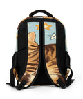 Vintage Star Tabby Kitty Print Unisex Backpack rear view with breathable mesh and star design for school and travel use