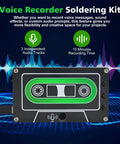 10 Minute Sound Recorder Soldering Kit With LED Lights showing digital interface with audio track indicators on screen