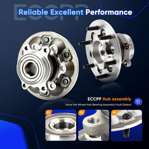 Front Wheel Hub Bearing Assembly for 2009 2012 Chevrolet Colorado and 2009 2012 GMC Canyon 6 Lug 4X4 Drop In Direct Fit OE Quality 515121 Abs Sensor Compatible With Factory Systems image showing front view with details