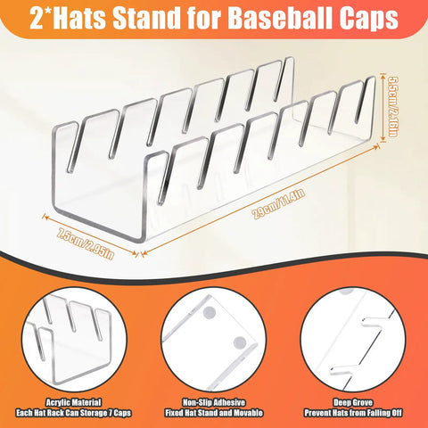 Keep Your Cap Game Fresh With This Zero Hassle Acrylic Hat Organizer For Baseball Caps And Dad Hats Clever Stack Design Protects Brim Structure Keeps Closet Looking Sharp Display Stand Two Pack