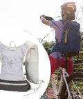 Go To Lightweight Hydration Running Backpack With Breathable Vest, Adjustable Straps, Reflective Strips, Grey rucksack displayed