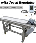 Beefy PU Belt Conveyor With Aluminum Frame 59 Inch Length, speed regulator, adjustable height 21.2 to 27.2 Inches, 110V 120W.