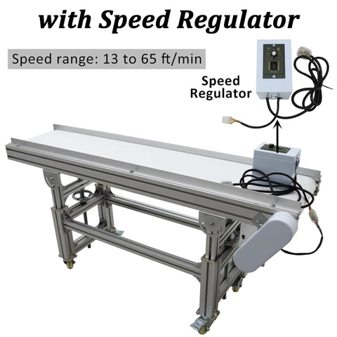 Beefy PU Belt Conveyor With Aluminum Frame 59 Inch Length, speed regulator, adjustable height 21.2 to 27.2 Inches, 110V 120W.