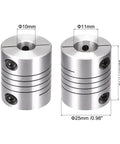 Heavy Duty Zero Backlash Spring Beam Coupler Connects 10Mm To 11Mm Shafts, aluminum alloy, two pack, 25Mm diameter, 30Mm length.