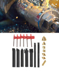 Hilitand Lathe Turning Tool Kit With 1/2 Inch Shank Carbide Inserts, Heavy Duty set displayed with tools and inserts.