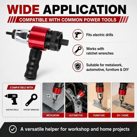 M3 To M8 Electric Rivet Gun Adapter Kit for Cordless Drill with wide application in metalwork, automotive, furniture, DIY