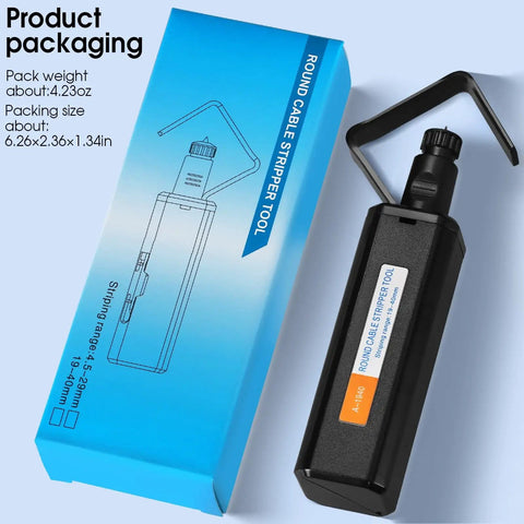 Pro Grade Round Cable Stripping Knife For 19-40mm Armored Cables Quick End And Mid Span Stripping tool with packaging visible