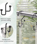 12 Pack Double Shower Curtain Hooks Rust Resistant Metal Rings With High Low Design To Separate Liner And Curtain, in use