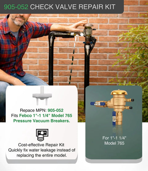 Check valve repair kit 905-052 for Febco 1-1/4 in Model 765 pressure vacuum breakers.