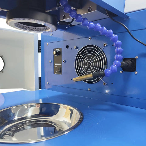 Interior view of Jewelry Spot Welder 220V 200W Welding Machine With 2400W Chiller, showing control panel and cooling system.