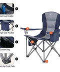 Oversized Folding Camping Chair With Cooler Bag, Side Pocket And Cup Holder, Heavy Duty Portable Lawn Chair For Outdoors with steel frame