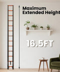 Telescoping Ladder 16.5 Feet Reach, 330 Lb Capacity, EN131 Certified, No Slip Feet, Safety Lock System, Lightweight Yet Durable For Home Garage Painting And Roof Access Orange, 16.5 ft extended