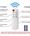 Remote control for Portable 28 Inch Ceiling Fan With Remote For Indoor And Outdoor Use White Quiet Plug In Gazebo Tent RV Dorm Garage Small Room No Light 110V Or 12V DC Power Options No Fuss Setup with 3 timers and 3 speeds.