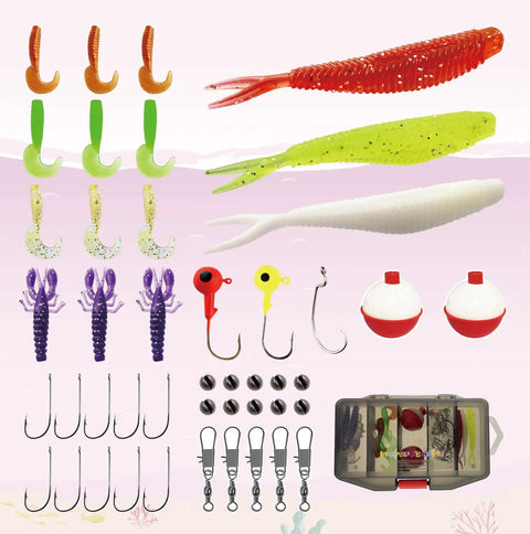 Kids Fishing Pole Set With Rod And Reel Combo Tackle Box Lures Net Bag Pink 59 Inch Sweet Starter Kit for Girls Beginners