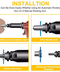 Installation steps for Heavy Duty Carbon Steel Rivet Nuts Kit, 150-Piece Assortment With Zinc Plated Finish diagram