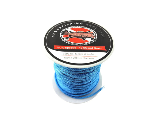 Beefy 2mm 100 Percent Spectra Spearfishing Line For Speargun Reels And Shooting 1000 Lb Working Load Minimal Stretch Ultra Strong UV Resistant 150 Foot Blue Spool