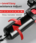 15-level resistance adjust dial of the 3 In 1 Hydraulic Twist Arm Trainer With Ab Roller And Hooks for home gym workouts.