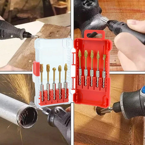 Top Shelf Tungsten Carbide Rotary Burrs With Kickin Cutting Speed And Quarter Inch Hex Shank for precision grinding and carving.