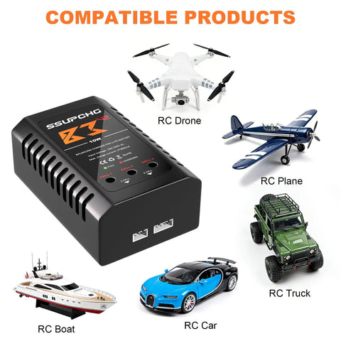 Dope LiPo Battery Charger for 2S 3S Packs for RC Drone, Plane, Boat, Car, and Truck compatibility