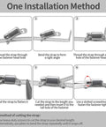 DIY Cut To Fit 10 Ft Hose Clamp Kit With 5 Fasteners installation steps showing threading and securing 304 stainless steel clamps.
