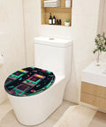 Seamless Toilet Seat, Bathroom with colorful design on a white toilet, suitable for standard sizes.