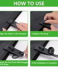 Steps showing use of Heavy Duty Lock Grip Tarp Clamps 10 Pack For Camping Pool Covers with securing fabric and bungee connection.