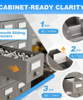 Close-up of 100-Drawer Cold Rolled Steel Storage Cabinet With Divider and 10-Tier Tool Organizer Rack showing smooth sliding drawers with hardware