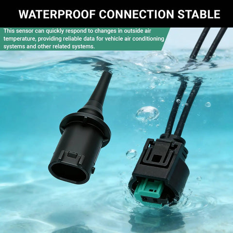 Close-up of 2 Pack Outside Ambient Air Temperature Sensor With Connector Pigtail Harness for Mercedes Benz Cars in water.
