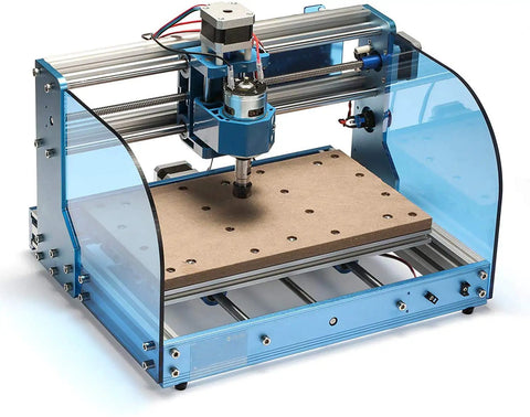 CNC Spoilboard Table for 3018 Router Machine, Compatible with 3018 Pro, MDF Surface With M6 Holes, Mounted on Blue Router