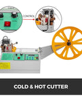AOXHUGB Automatic Computer Cloth Tape Cutter With Hot Cold Knife showing control panel and cutting wheel for precise cuts.