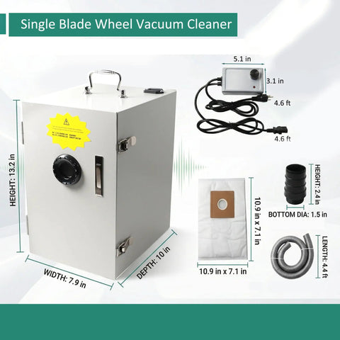 Killer 500W Industrial Benchtop Dust Collector And Lab Vacuum Extraction Unit For Fine Particle Removal Including Gypsum Resin And Metallic Debris With Hella Strong Suction Power with size dimensions.
