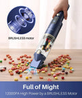 Cordless Handheld Vacuum With 12KPa High Power Suction, Brushless Motor, cleaning cereal crumbs with LED screen display