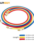 SURIEEN refrigerant charging hoses set, 60in length, color-coded blue/red/yellow with 1/4 SAE to 5/16 SAE fittings, 3 pcs for R410A/R32 HVAC